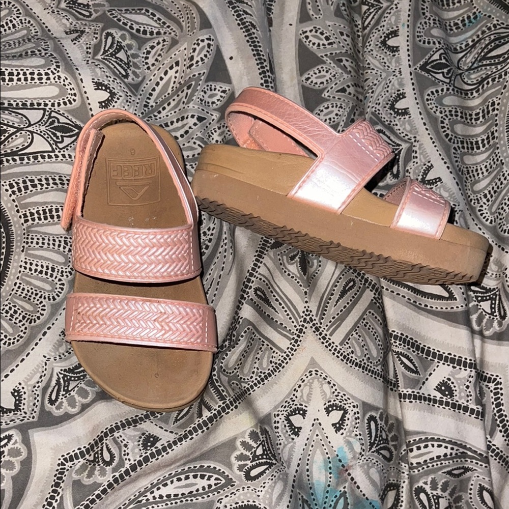 Reef Pink and Tan Sandals with Adjustable Straps